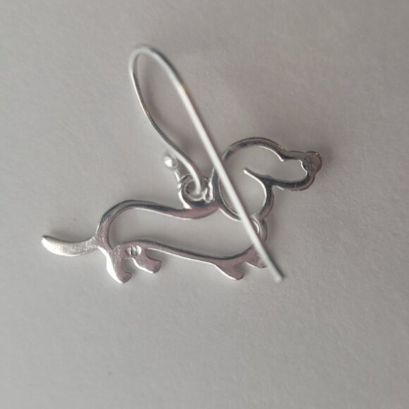 Sterling Dog Dangle Earrings Silver Doxie Dachshund Weenie Dog - Picture 5 of 9